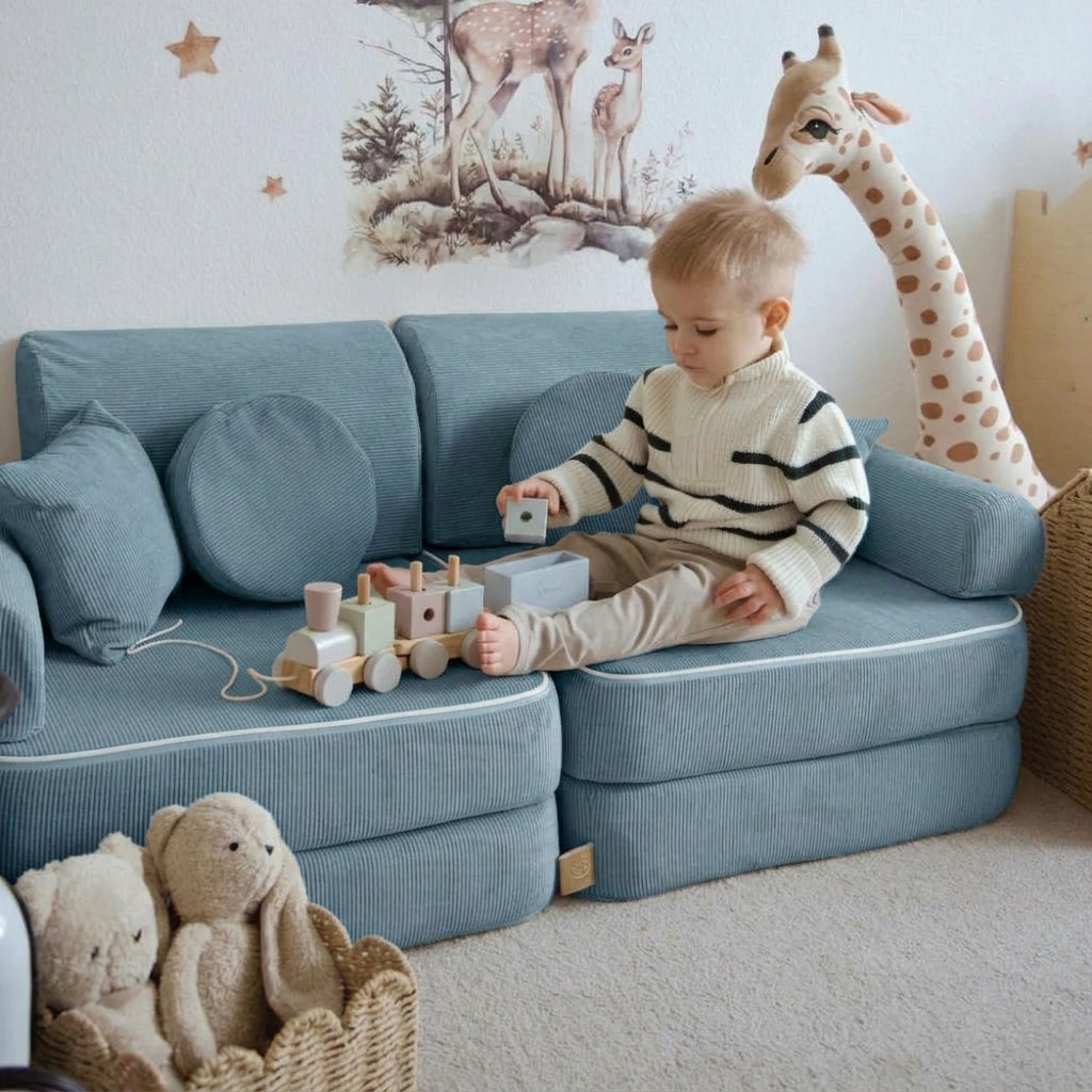 Sofá Infantil Modular 120 cm – Pana Turquesa